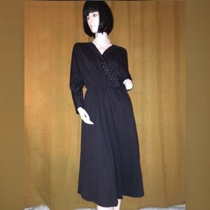 Vintage black studded dolman sleeve dress